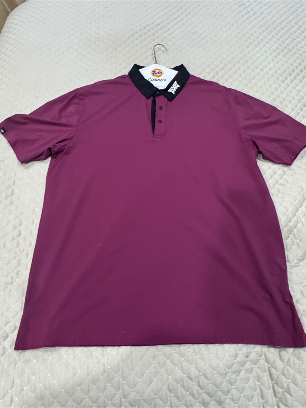 PXG Men's Plum Polo with Black Contrast Collar and Logo